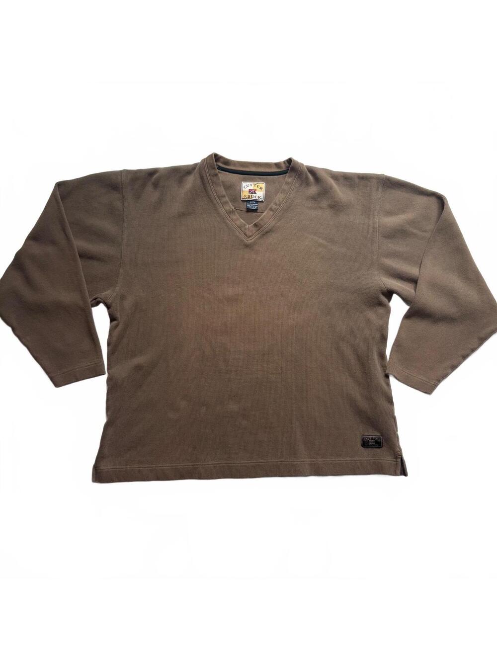 Cutter & Buck Vintage XL Brown V-Neck Long Sleeve Cotton Sweater Gorpcore